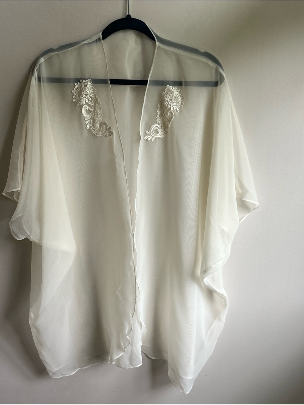 Cacique Sheer Cream Lingerie Top with Black Logo